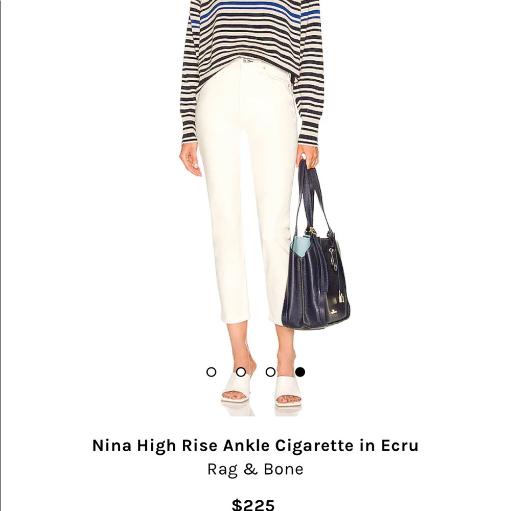 NWT- Rag & Bone high rise ankle cigarette ecru size 28 jeans